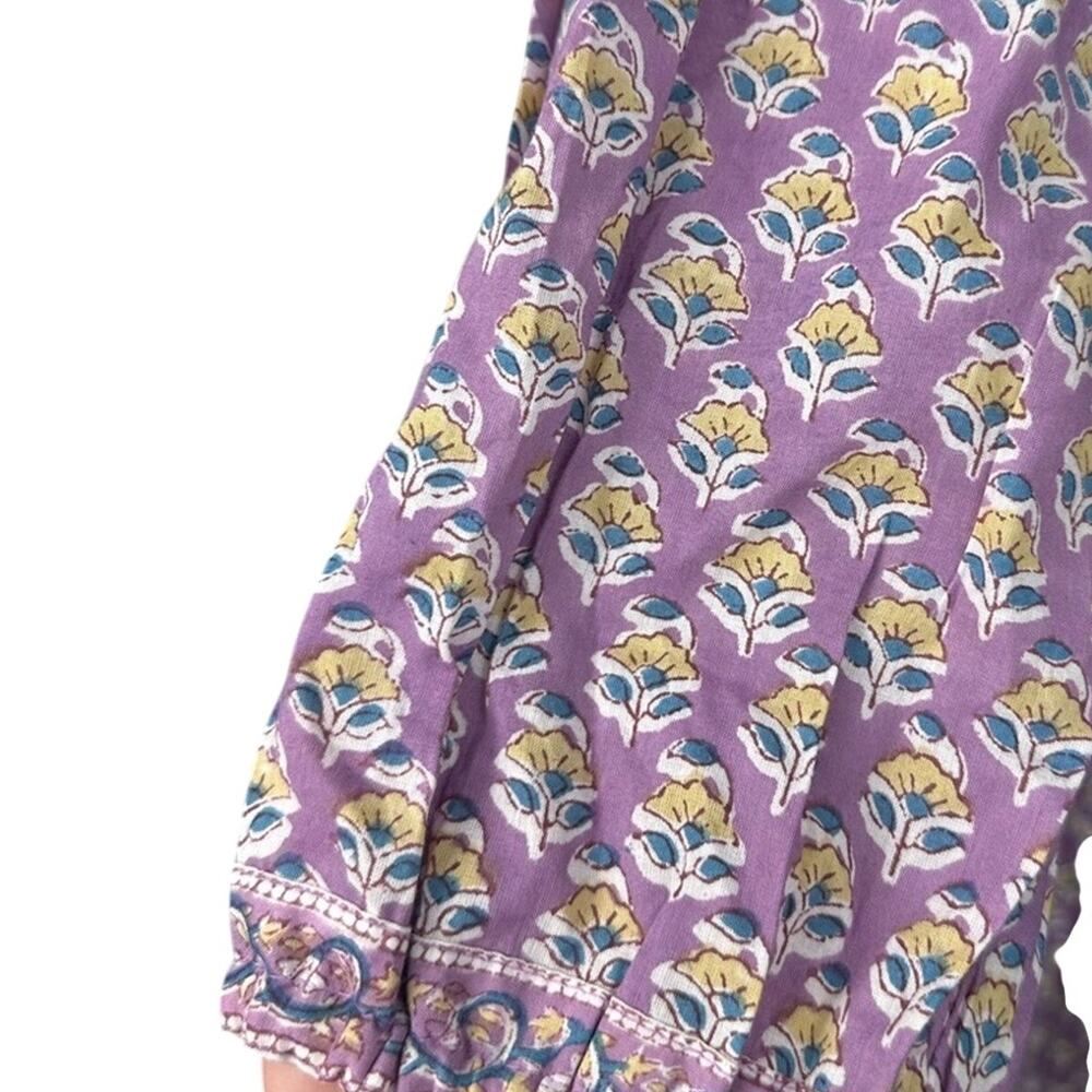 Sur La Vague Iris Caftan Dress Women 3 M/L Purple Indian Gauze Tiered Maxi EUC - Picture 4 of 9